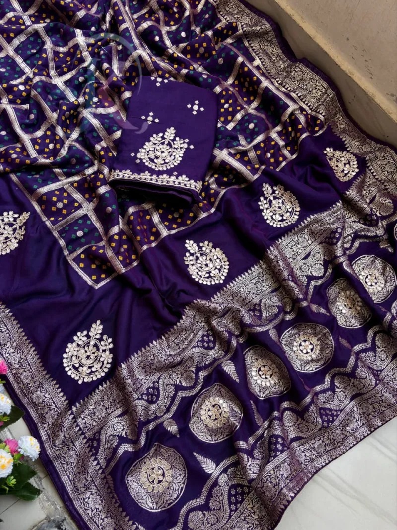 Purple Colour Jk 366 Viscose Silk Fabric Border Saree 